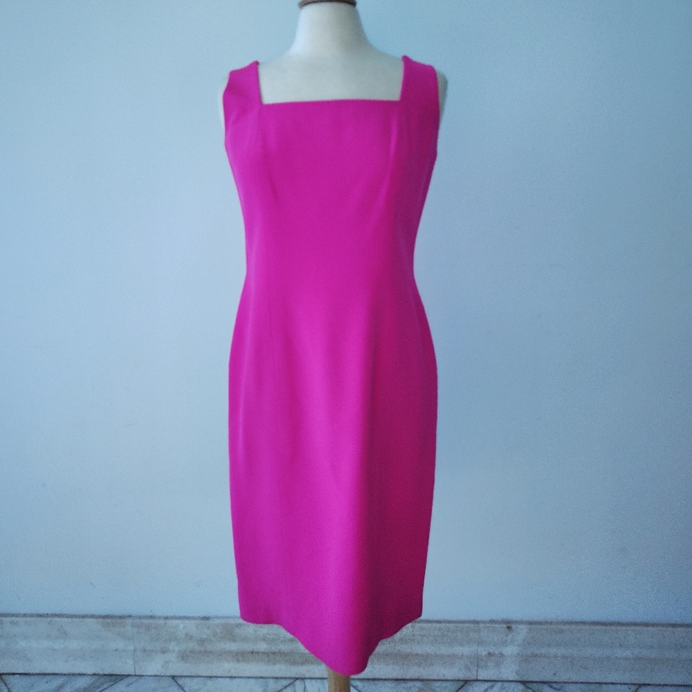 Rickie Freeman Bright Pink Silk Dress